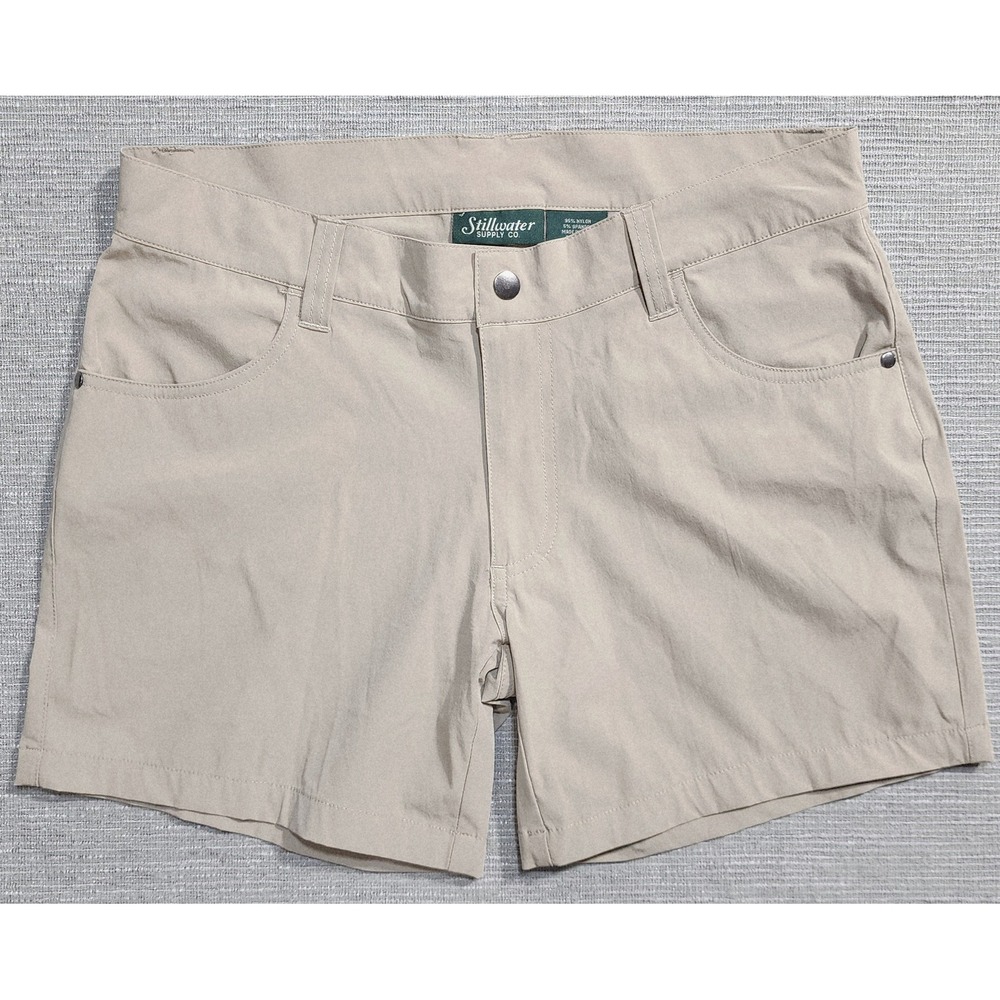 Stillwater Supply Co Womens Hiking Shorts Tan Khaki Nylon Stretch Size 8 Pocket